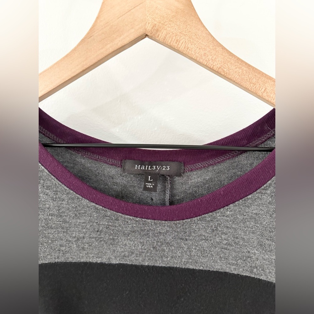 Hail3y:23 Purple & Gray Colorblock Button Back Tu… - image 4